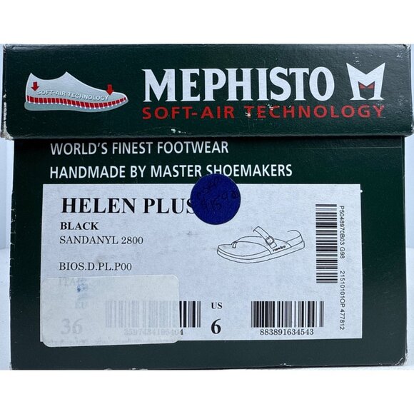 Mephisto Women's Helen Plus Thong Sandal Black Waxy Leather SZ EU 36, US 6 W - Picture 12 of 13